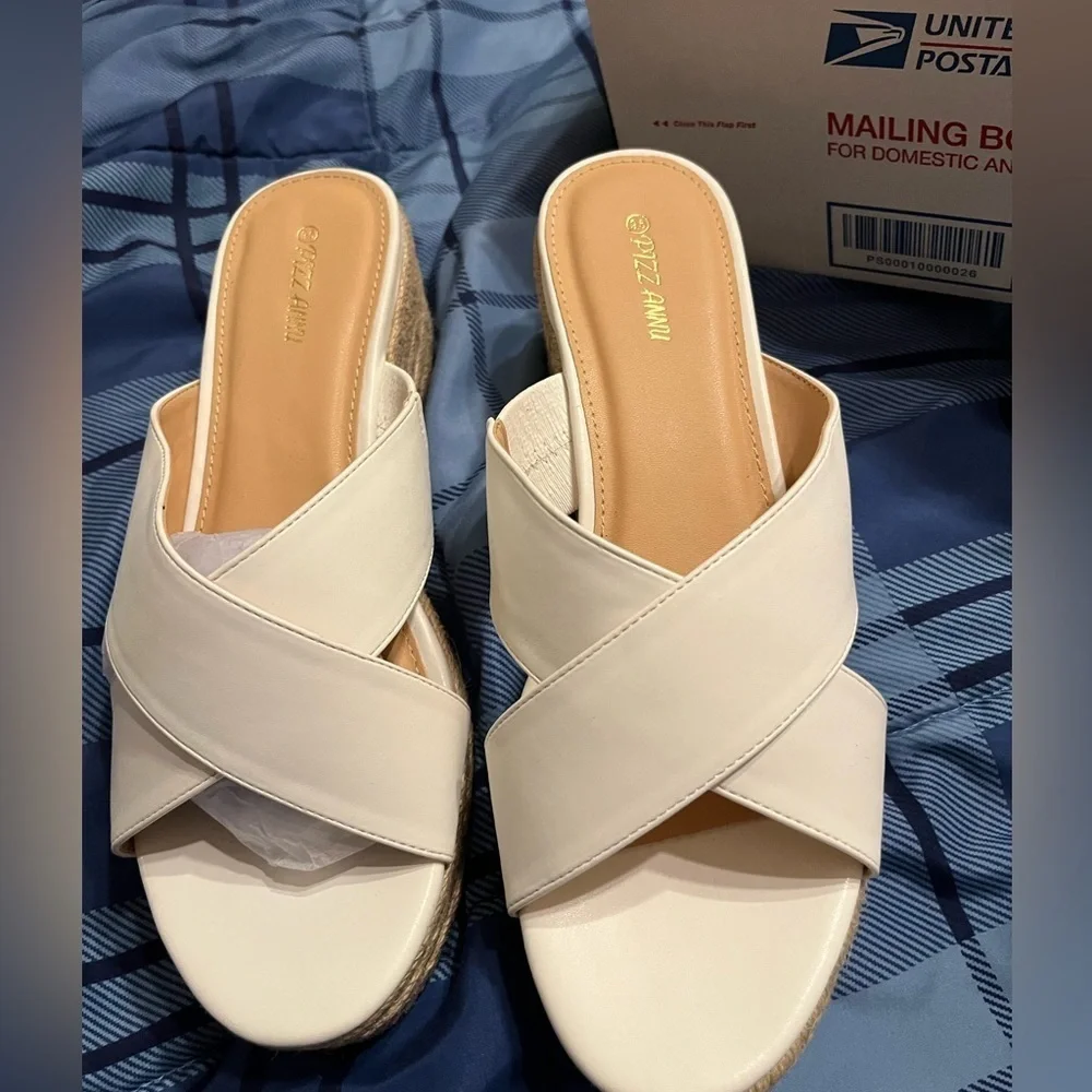 NEW Criss Cross Platform Wedge Sandals Open Toe Espadrille Heels